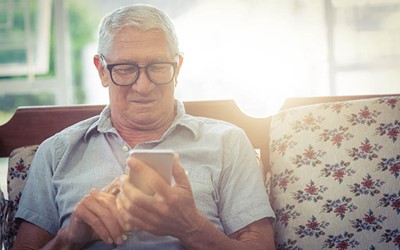 man using mobile health app